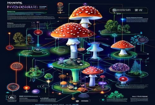 蘑菇视频官网技术架构示意图，展示版权保护、数据加密、CDN分发等核心技术层级，专业感强